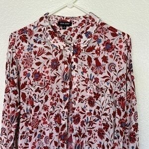 Dear John floral button down, roll up sleeve top small